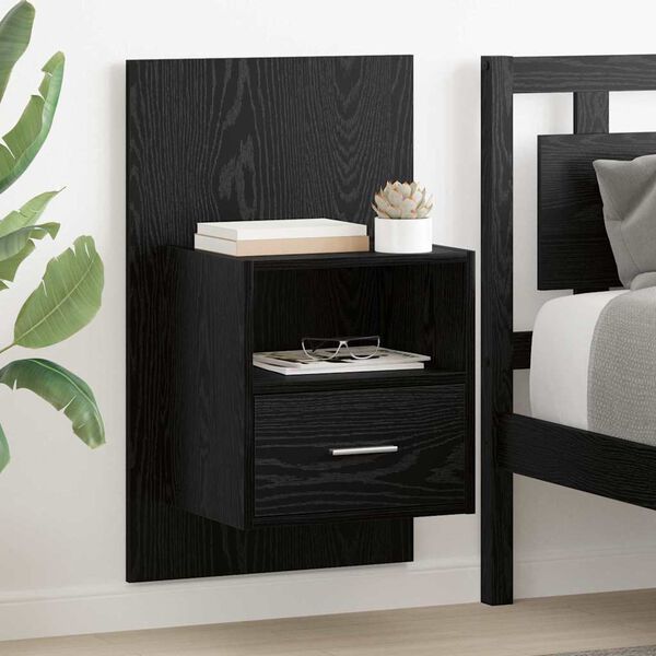 vidaXL Cabinet de chevet avec tiroir 2 pcs Ch&ecirc;ne noir 50 x 32.5 x 80cm