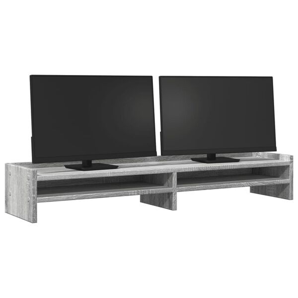 vidaXL Support de moniteur sonoma gris 100x24x16 cm bois d'ingénierie