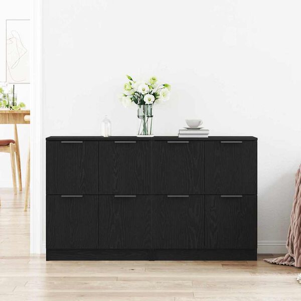 vidaXL Buffet Ch&ecirc;ne noir 180 x 30 x 70 cm Bois d'ing&eacute;nierie