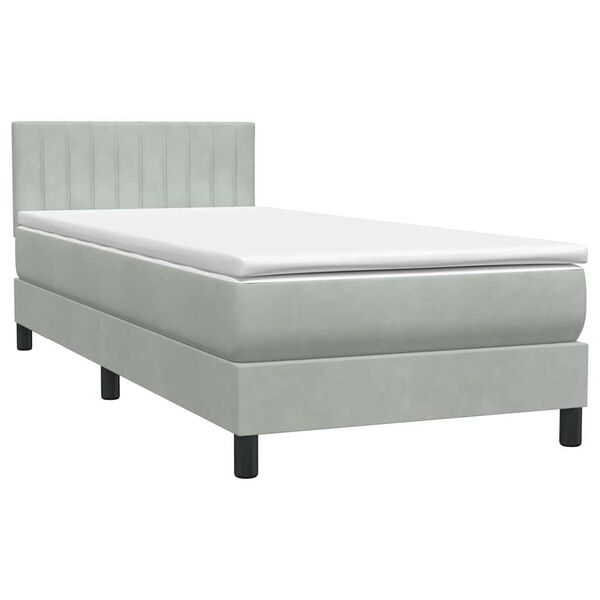 vidaXL Sommier &agrave; lattes de lit et matelas gris clair 90x210 cm velours