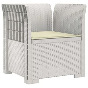vidaXL Fauteuil 1 place avec coussin look rotin PP Blanc