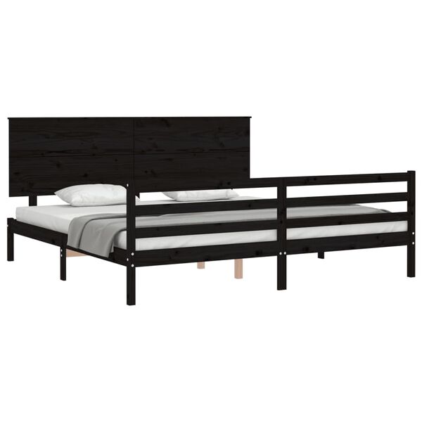 vidaXL Cadre de lit sans matelas noir 200x200 cm bois massif