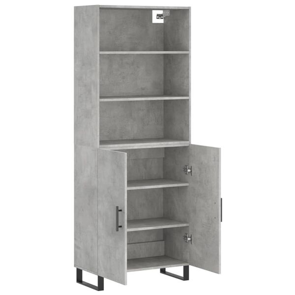 vidaXL Buffet haut Gris b&eacute;ton 69,5x34x180 cm Bois d'ing&eacute;nierie