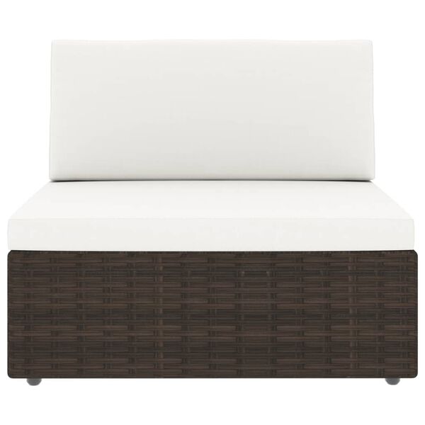 vidaXL Salon de jardin 6 pcs avec coussins Marron R&eacute;sine tress&eacute;e