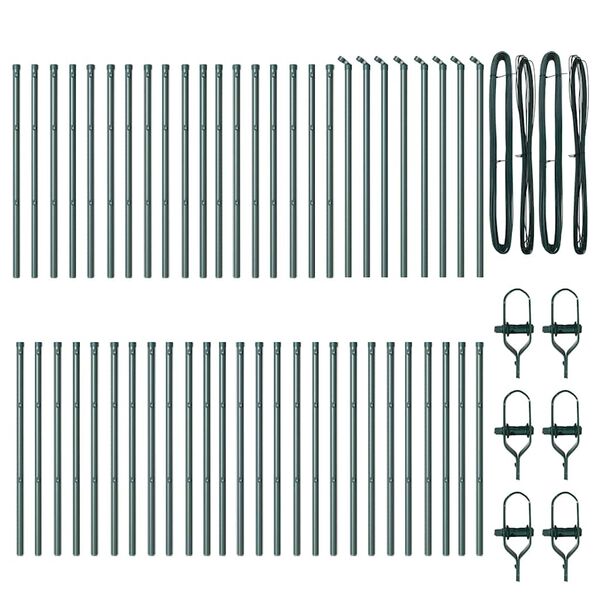 vidaXL Poteau de cl&ocirc;ture. 52 pcs Vert 3,2 x 3,2 x 120 cm
