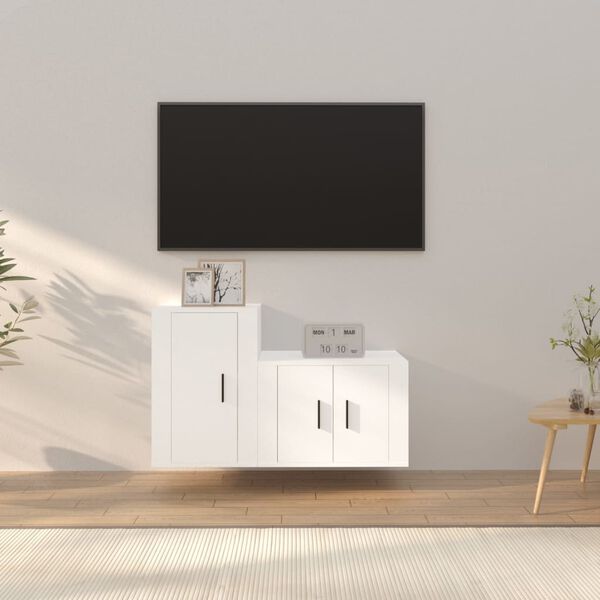 vidaXL Ensemble de meubles TV 2 pcs Blanc Bois d'ingénierie