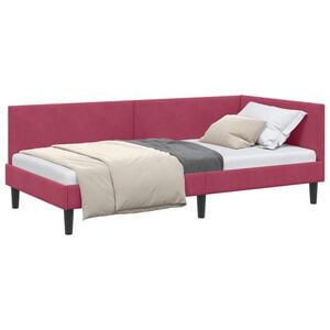 vidaXL Cadre de lit d'angle Bordeaux 80 cm x 200 cm Velours