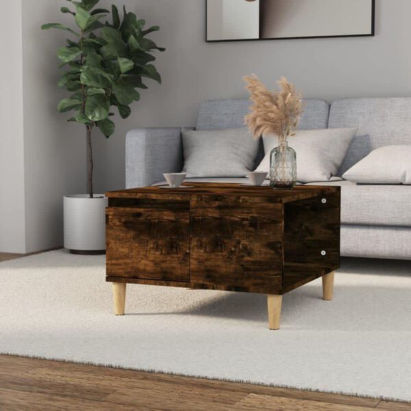 vidaXL Table basse ch&ecirc;ne fum&eacute; 55x55x36,5 cm bois d'ing&eacute;nierie