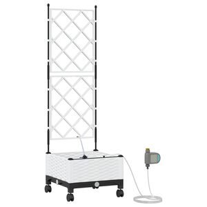 vidaXL Porte-plante de jardin avec irrigation et roues Blanc PP