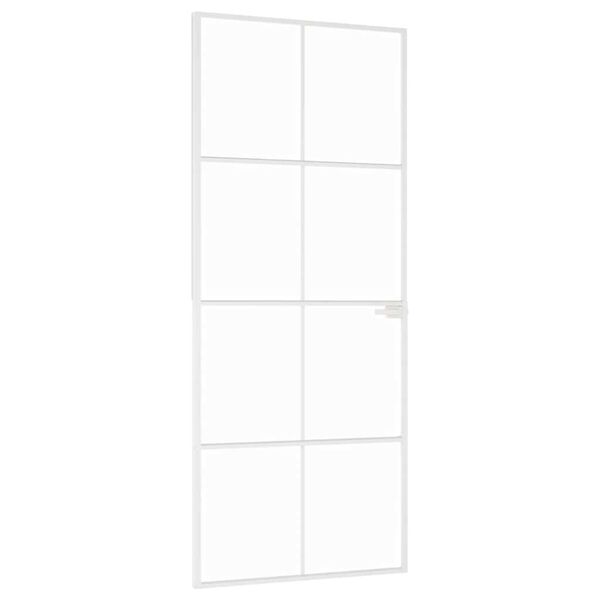 vidaXL Porte d'intérieur Blanc 83x201,5 cm Trempé verre aluminium fin