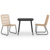 vidaXL Ensemble &agrave; manger d'ext&eacute;rieur 3 pcs r&eacute;sine tress&eacute;e et verre