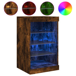 vidaXL Buffet avec lumi&egrave;res LED ch&ecirc;ne fum&eacute; 41x37x67 cm