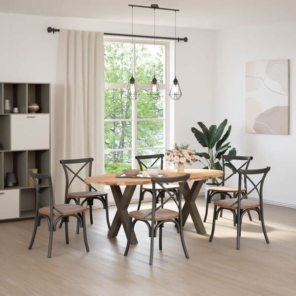 vidaXL Table à manger marron clair bois de chêne massif ovale