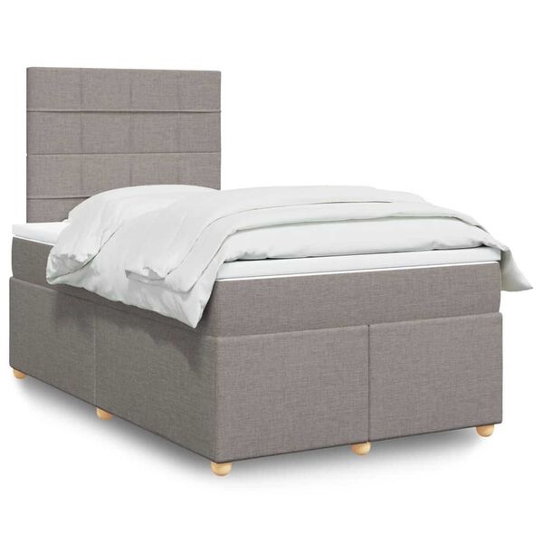 vidaXL Sommier &agrave; lattes de lit avec matelas Taupe 120x200 cm Tissu