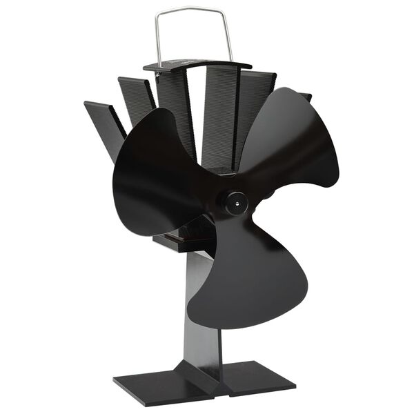 vidaXL Ventilateur de po&ecirc;le aliment&eacute; par chaleur 3 pales Noir