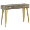vidaXL Table console Bois de manguier Gris avec laiton 110x35x76 cm