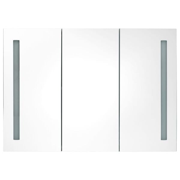 vidaXL Armoire de salle de bain &agrave; miroir LED 89x14x62 cm ch&ecirc;ne