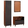 vidaXL Cabinet de salle de bain avec tiroir 3 pcs Marron et Noir