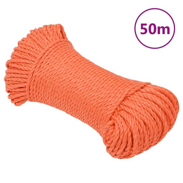 vidaXL Corde de travail Orange 8 mm 50 m Polypropyl&egrave;ne