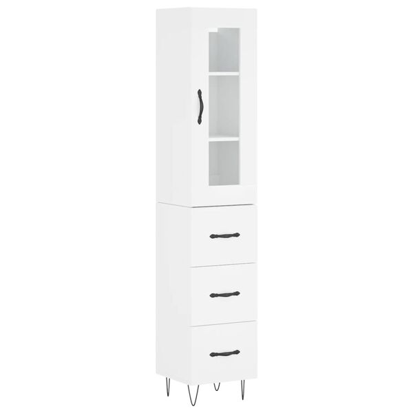 vidaXL Buffet haut Blanc 34,5x34x180 cm Bois d'ing&eacute;nierie