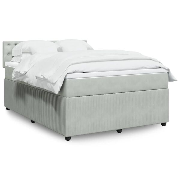 vidaXL Sommier &agrave; lattes de lit et matelas Gris clair 140x190cm Velours