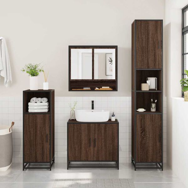 vidaXL Armoire &agrave; miroir de salle de bain ch&ecirc;ne marron bois ing&eacute;nierie