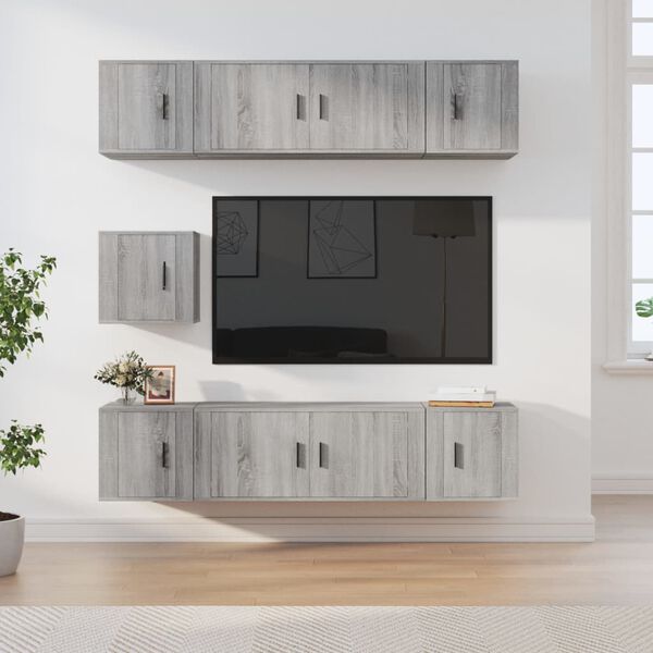 vidaXL Ensemble de meubles TV 7 pcs Sonoma gris Bois d'ing&eacute;nierie