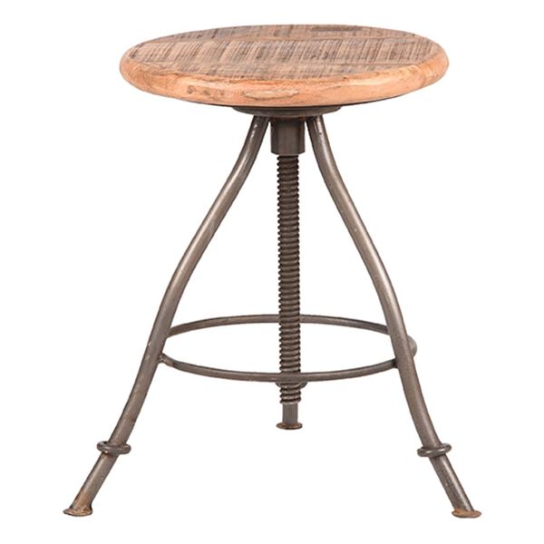 LABEL51 Tabouret Jaipur 35x35x46-75 cm Bois/Acier br&ucirc;l&eacute;