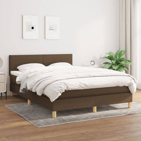 vidaXL Sommier &agrave; lattes de lit avec matelas Marron fonc&eacute; 140x200 cm