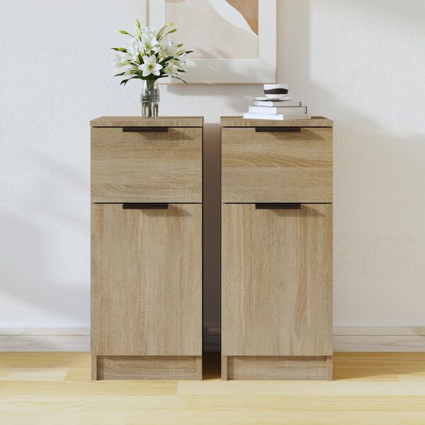 vidaXL Buffets 2 pcs Ch&ecirc;ne Sonoma 30x30x70 cm Bois d'ing&eacute;nierie