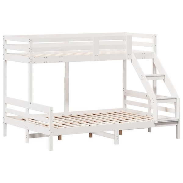 vidaXL Lit superposé sans matelas 90x200/140x200 cm blanc bois massif