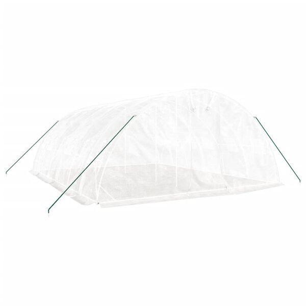 vidaXL Serre avec cadre en acier blanc 30 m&sup2; 6x5x2,3 m