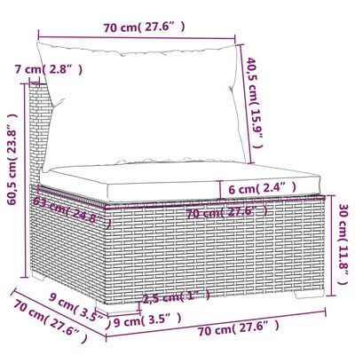 vidaXL Salon de jardin 14 pcs avec coussins Noir Résine tressée