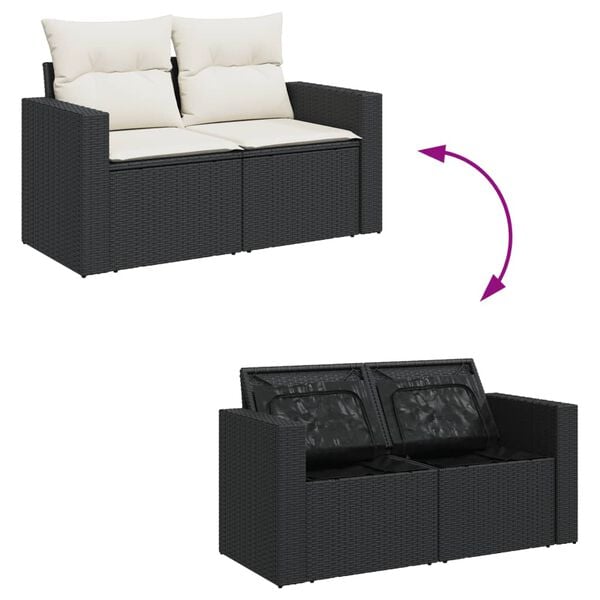 vidaXL Salon de jardin 11 pcs avec coussins noir r&eacute;sine tress&eacute;e