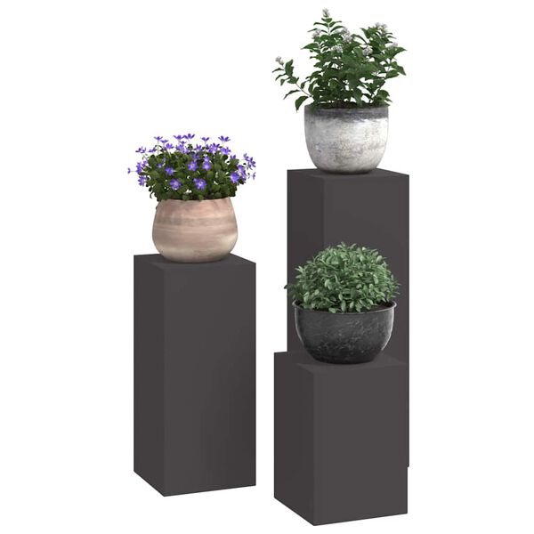vidaXL Support de Plante 3 pcs Noir Acier
