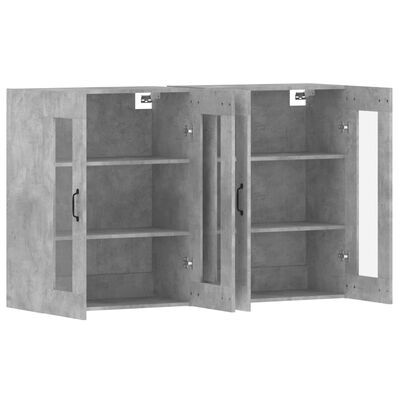 vidaXL Armoires murales 2 pcs gris béton bois d'ingénierie