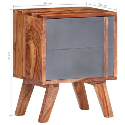 vidaXL Table de chevet gris 40x30x50 cm bois massif