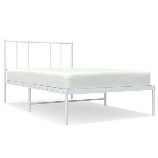 vidaXL Cadre de lit métal sans matelas avec tête de lit blanc 90x200cm