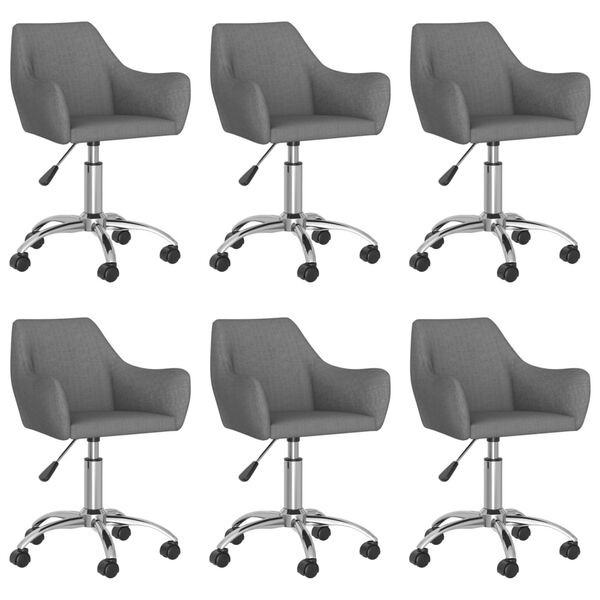 vidaXL Chaises pivotantes &agrave; manger lot de 6 Gris fonc&eacute; Tissu