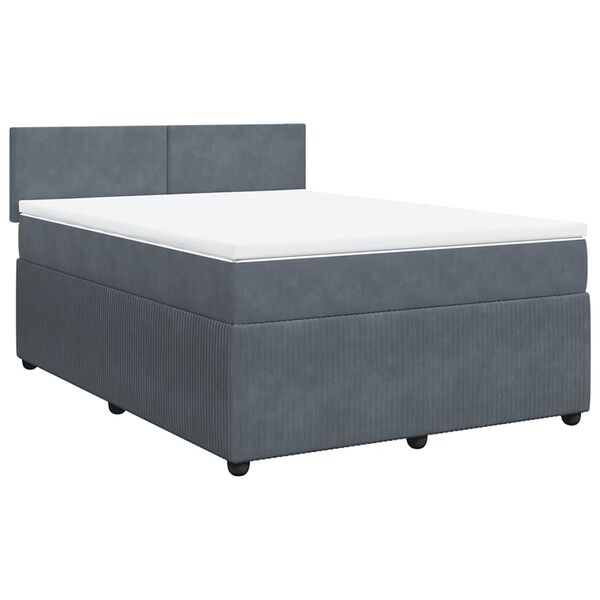 vidaXL Sommier &agrave; lattes de lit et matelas Gris fonc&eacute; 140x190cm Velours