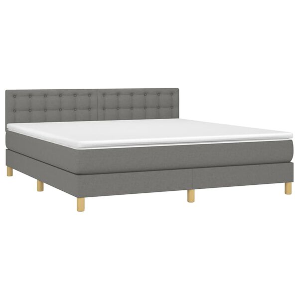 vidaXL Sommier &agrave; lattes de lit avec matelas Gris fonc&eacute; 180x200cm Tissu