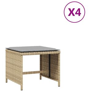 vidaXL Tabourets de jardin coussins lot de 4 m&eacute;lange beige 41x41x36 cm