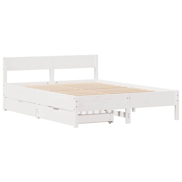 vidaXL Cadre de lit sans matelas blanc 150x200 cm bois de pin massif
