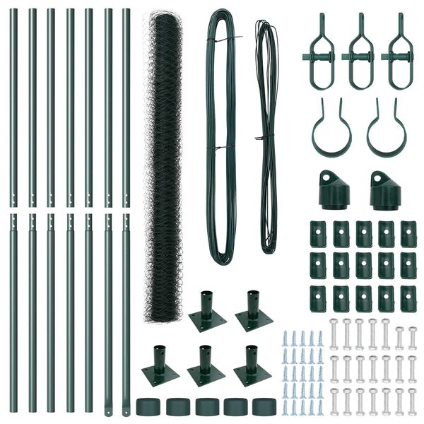 vidaXL Poteau de cl&ocirc;ture. Vert 10 x 1,6 m (maille de 36 mm)