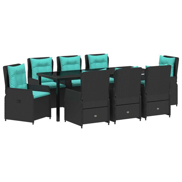 vidaXL Ensemble de salle &agrave; manger pour jardin 9 pcs Noir Poly rotin