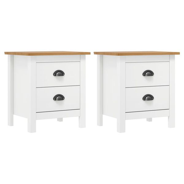 vidaXL Tables de chevet Hill 2 pcs Blanc 46x35x49,5 cm Bois pin solide