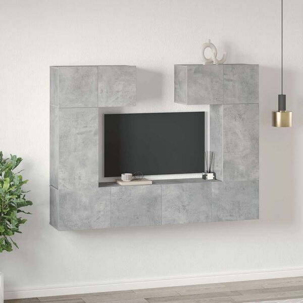 vidaXL Ensemble de meuble TV 6 pcs Gris b&eacute;ton Bois d'ing&eacute;nierie