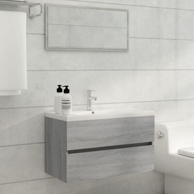 vidaXL Ensemble de meubles de salle de bain 2 pcs Sonoma gris