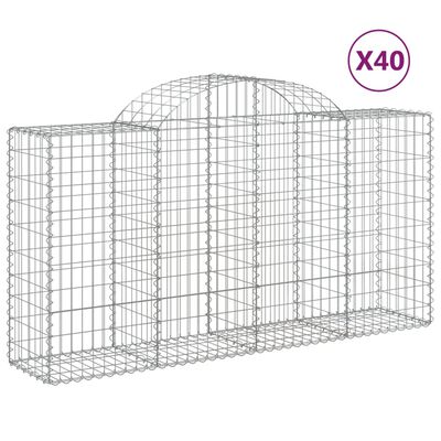 vidaXL Paniers à gabions arqués 40 pcs 200x50x100/120 cm fer galvanisé