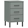 vidaXL Table de chevet avec pieds en m&eacute;tal Gris Bois pin massif OSLO